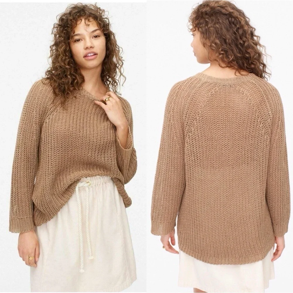J. Crew Relaxed-Fit Tan Linen Beach Sweater